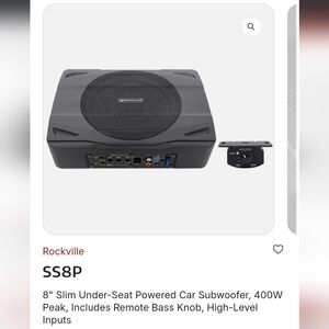 SS8P 8" Slim Under-Seat Powered Car Subwoofer - Black